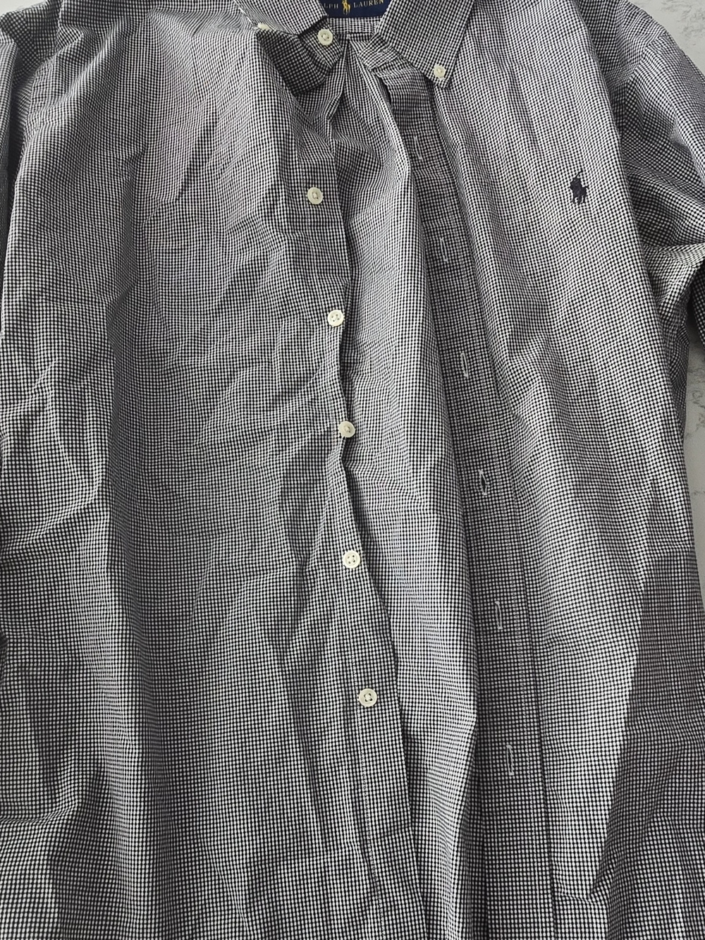 Ralph Lauren Men’s XL Black/White Gingham Button-Down Long Sleeve Dress Shirt
